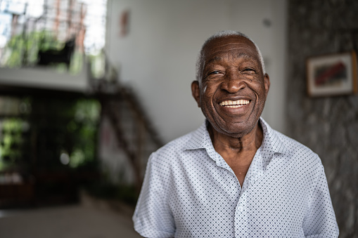 Older black man smiling